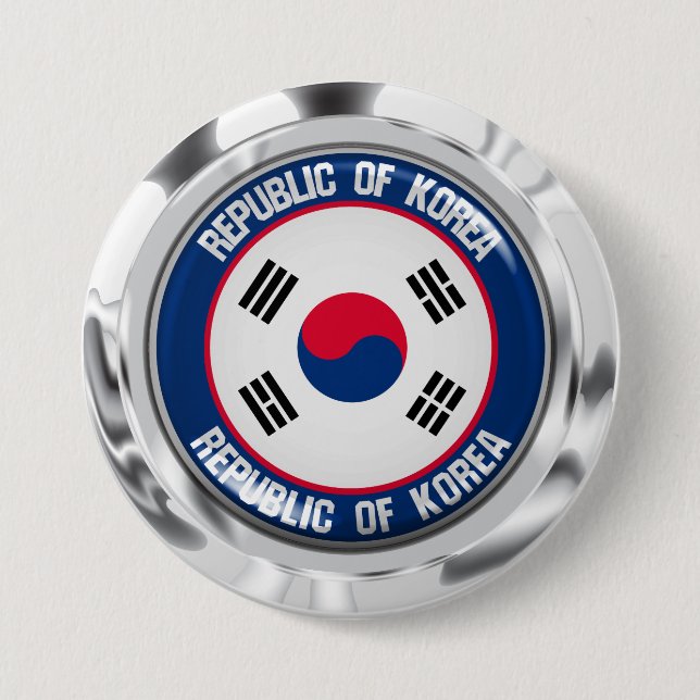 Sydkoreas Round Emblem Knapp (Framsida)
