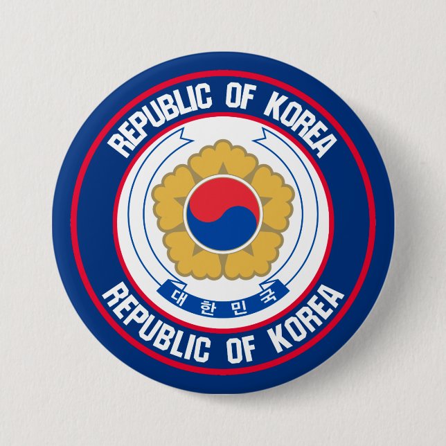 Sydkoreas Round Emblem Knapp (Framsida)