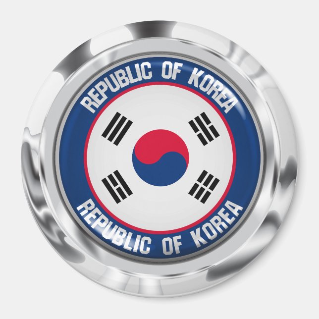 Sydkoreas Round Emblem Magnet (Framsidan)