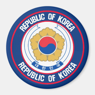 Sydkoreas Round Emblem Magnet