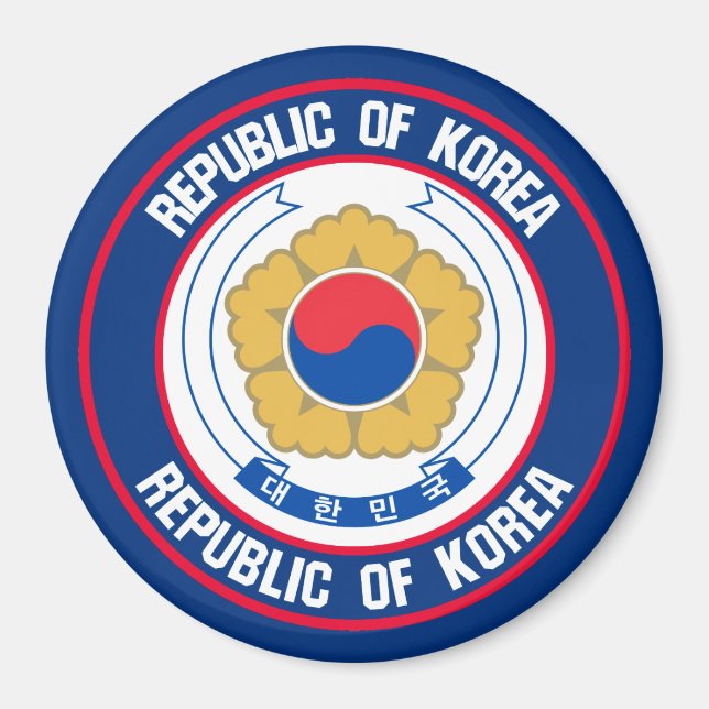 Sydkoreas Round Emblem Magnet (Framsidan)