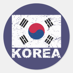 Sydkoreas Vintage Flagga Runt Klistermärke