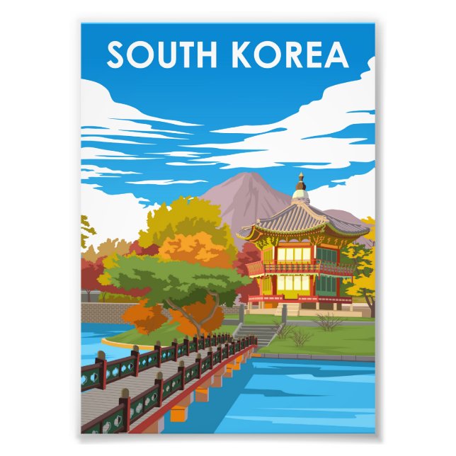Sydkoreas Vintage Minimal Retro Travel Poster (Framsidan)