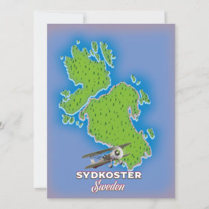 Sydkoster Sverige vintage karta reseposter.