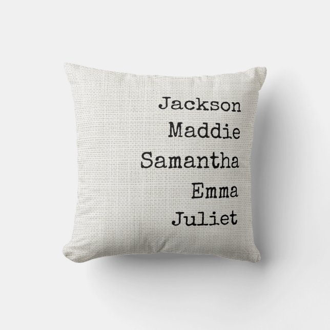 Sydkudde med eget namn som present till mormor och kudde (Framsida)
