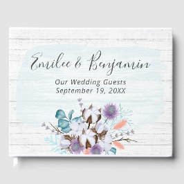 Sydländsk bomullsknop rustik trähögtidsfirande gästböcker