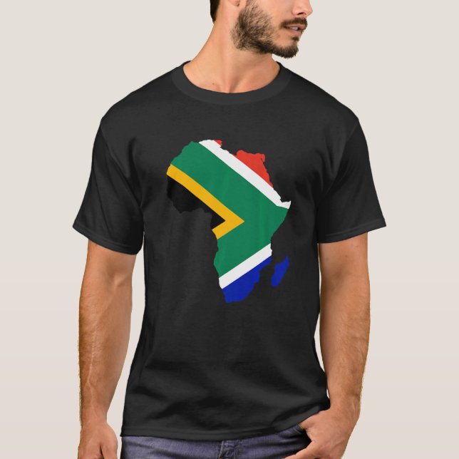 Sydlig Afrika Flagga Afrika Continent Silhouette S T Shirt (Framsida)