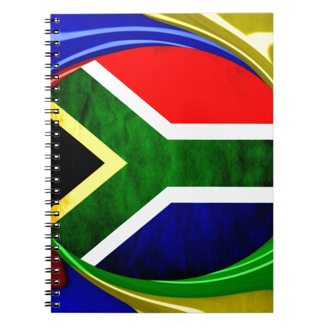 Sydlig Afrika Flagga: Dynamic Swirl Motif Anteckningsbok Med Spiral (Framsidan)