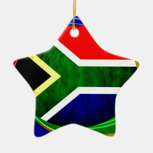 Sydlig Afrika Flagga: Dynamic Swirl Motif Julgransprydnad Keramik
