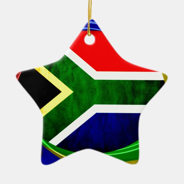 Sydlig Afrika Flagga: Dynamic Swirl Motif Julgransprydnad Keramik (Framsidan)