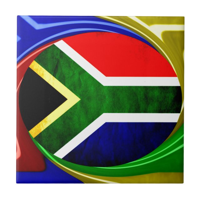 Sydlig Afrika Flagga: Dynamic Swirl Motif Kakelplatta (Framsidan)