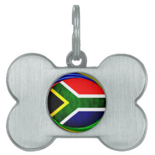 Sydlig Afrika Flagga: Dynamic Swirl Motif Namnbricka Husdjur