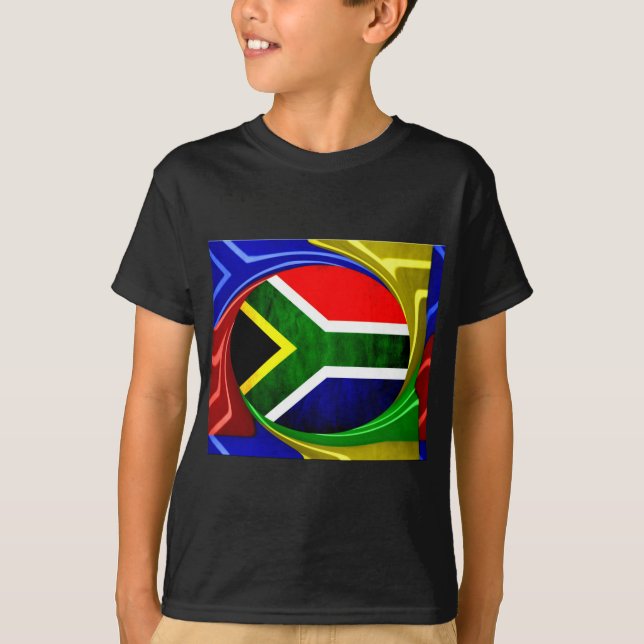 Sydlig Afrika Flagga: Dynamic Swirl Motif T-shirt (Framsida)