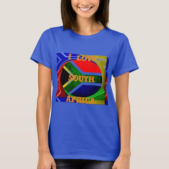 Sydlig Afrika Flagga: Dynamic Swirl Motif T Shirt (Framsida)