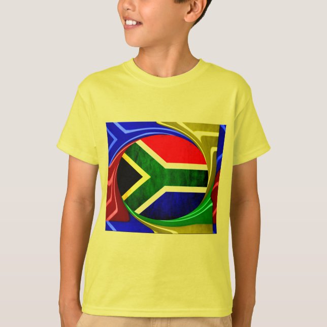 Sydlig Afrika Flagga: Dynamic Swirl Motif T-shirt (Framsida)