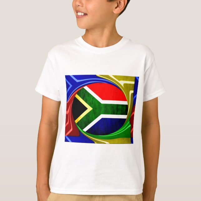 Sydlig Afrika Flagga: Dynamic Swirl Motif Tee Shirt (Framsida)