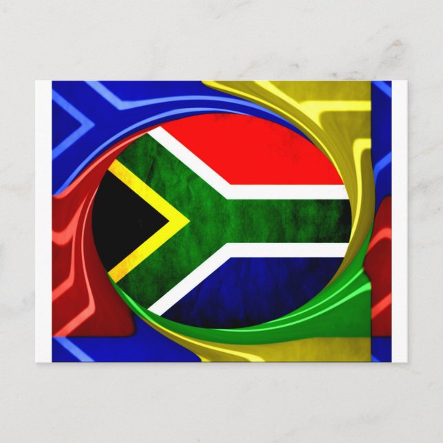Sydlig Afrika Flagga: Dynamic Swirl Motif Vykort (Framsida)