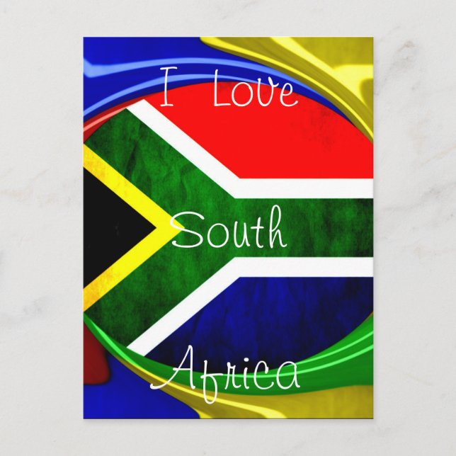 Sydlig Afrika Flagga: Dynamic Swirl Motif Vykort (Framsida)