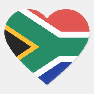 Sydlig Afrika Flagga Hjärtformat Klistermärke