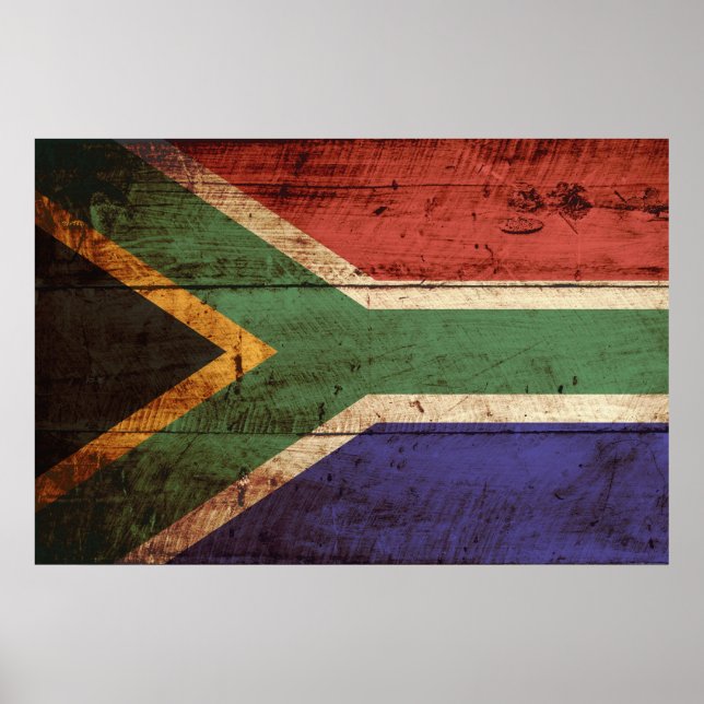 Sydlig Afrika Flagga på gammal trägrain Poster (Framsidan)