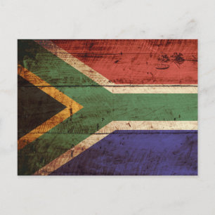 Sydlig Afrika Flagga på gammal trägrain Vykort