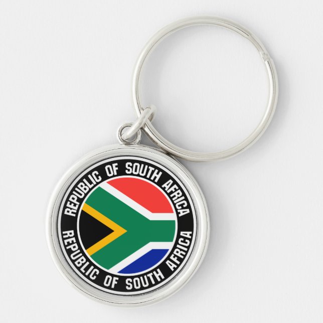 Sydlig Afrika Round Emblem Rund Silverfärgad Nyckelring (Framsidan)