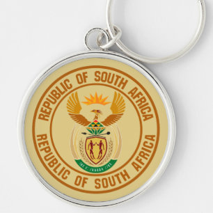 Sydlig Afrika Round Emblem Rund Silverfärgad Nyckelring