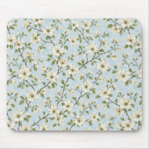 Sydlig blomsterdogwood-mönster på mjuk blå musmatta