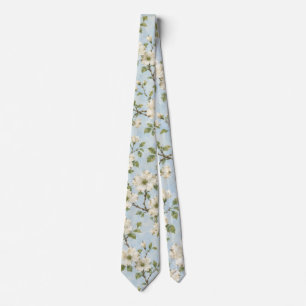 Sydlig blomsterdogwood-mönster på mjukt blått slips