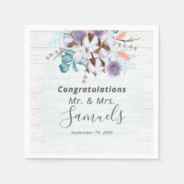 Sydlig bomullsknoppsbotanisk rustik trä från lands pappersservett