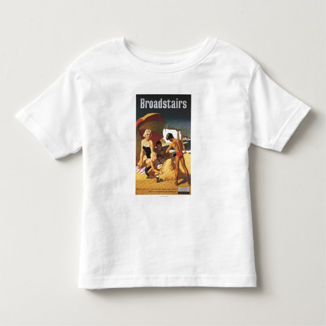 Sydlig brittisk järnvägfamilj på strand t shirt (Framsida)
