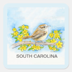 Sydlig Carolina-fågelblomma Fyrkantigt Klistermärke