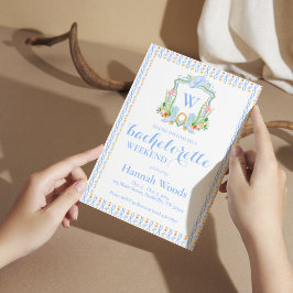 Sydlig Grandmillennial Bachelorette med monogram Inbjudningar