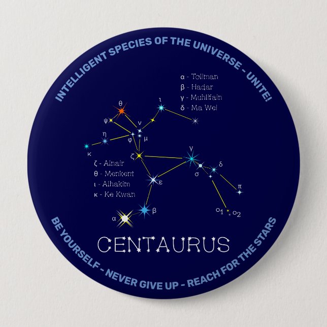 Sydlig hemisphere Constellation Centaurus Knapp (Framsida)