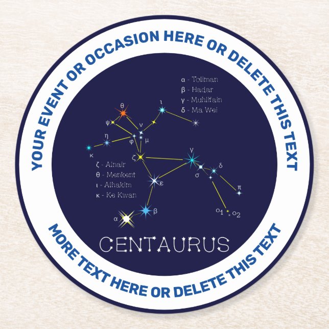 Sydlig hemisphere Constellation Centaurus Underlägg Papper Rund (Framsidan)