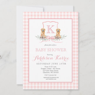 Sydlig hund Monogram Crest Baby Shower Inbjudan