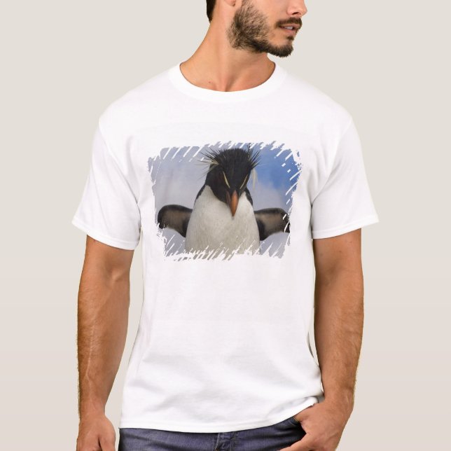 Sydlig klipphopp pingvin Eudyptes chrysocome Tee Shirt (Framsida)