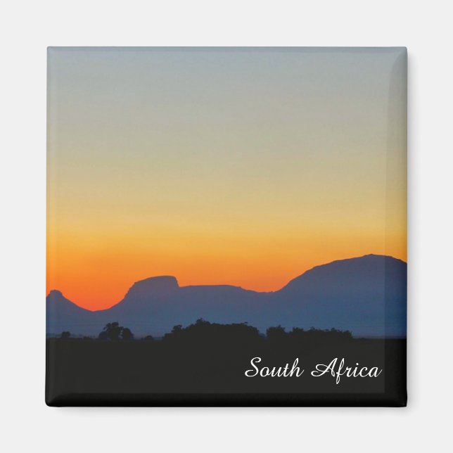 Sydliga Afrikan Sunset Mountains Magnet (Framsidan)
