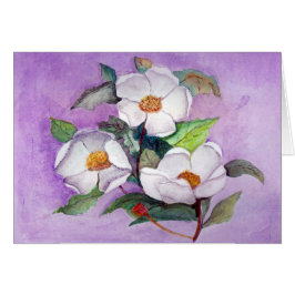 Sydliga Magnolias för Painterly vit på lavendel Hälsningskort