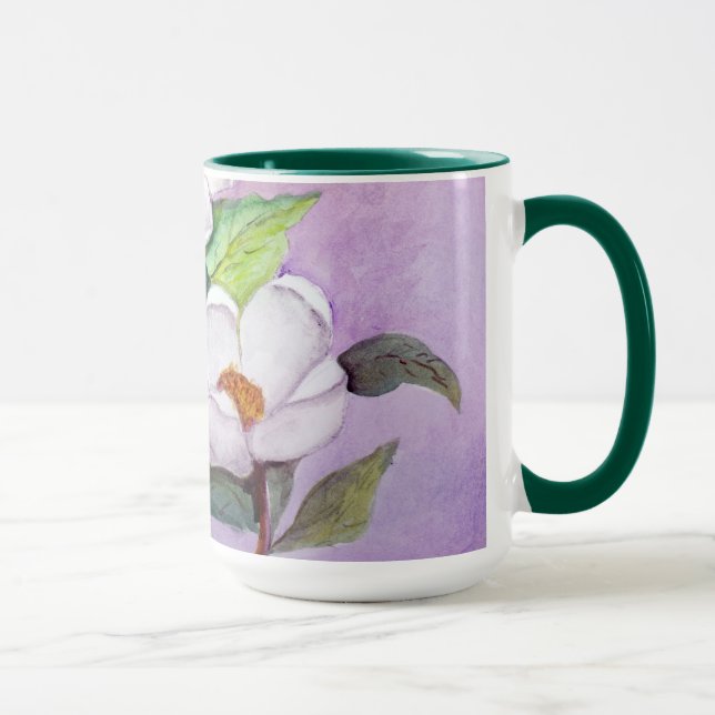 Sydliga Magnolias för Painterly vit på lavendel Mugg (Höger)