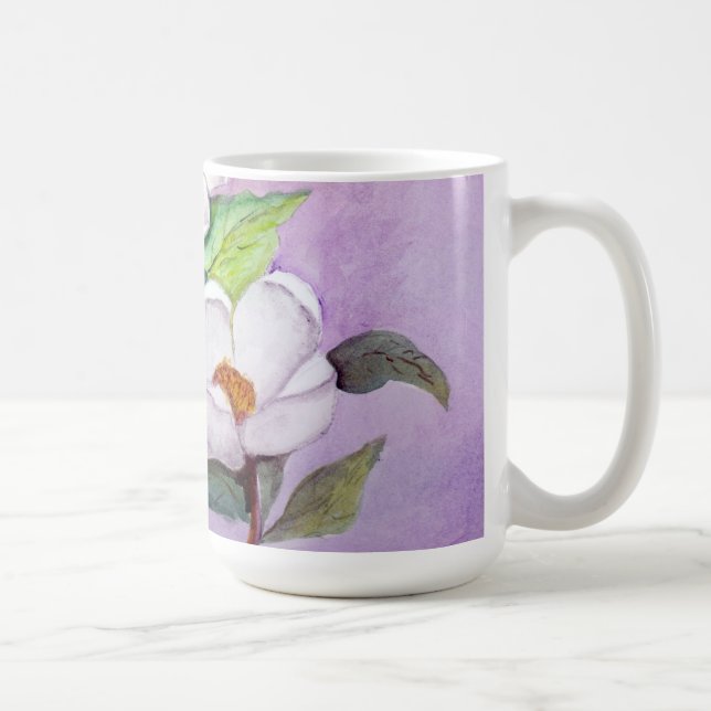 Sydliga Magnolias för Painterly vit på lavendel Mugg (Höger)