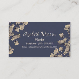 Sydliga Magnolias & midnatt blåttblomsterhandlare Visitkort