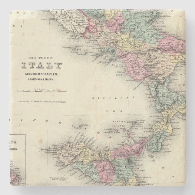 Sydligt italienkungarike av Naples Underlägg Sten (Framsidan)