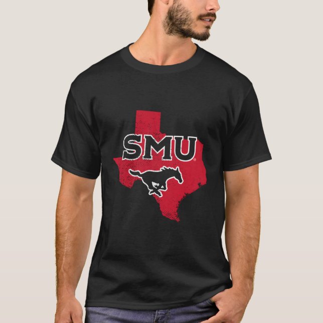 Sydmetodist Smu Mustangs State Shape T Shirt (Framsida)