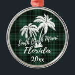 Sydmiami Beach Florida Handflatan Träd Grönt Play Julgransprydnad Metall<br><div class="desc">Sydmiami Beach Florida Handflatan Träd Grönt  Play Ornament</div>