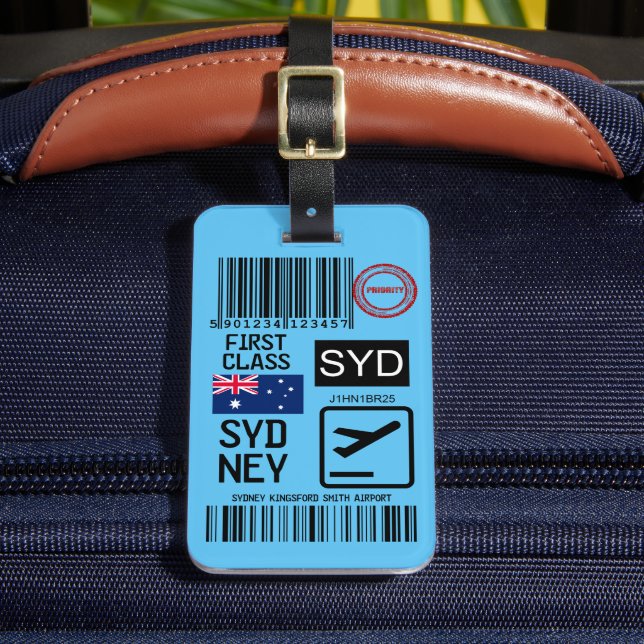 Sydney airport travel tag bagagebricka (Framsida Insitu 2)