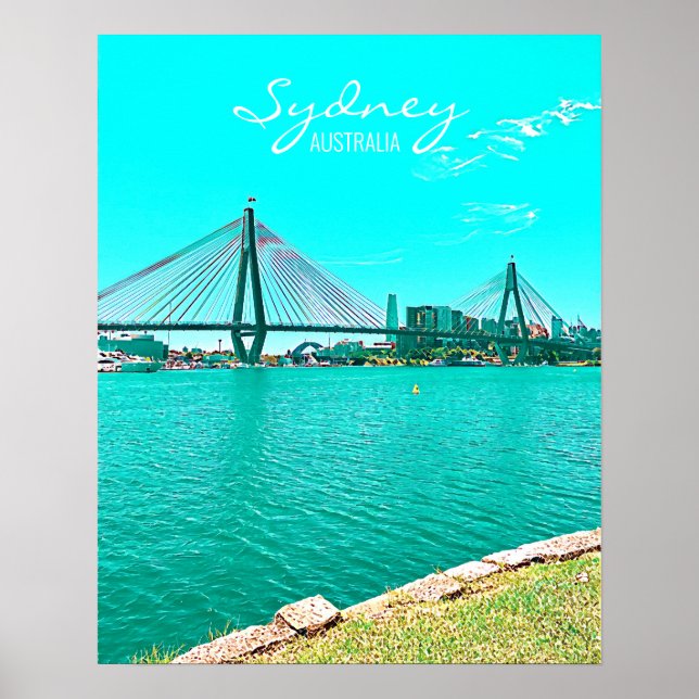 Sydney ANZAC Bridge-hamnscen Poster (Framsidan)
