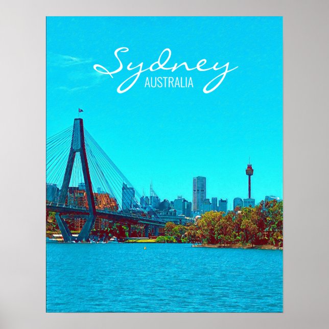 Sydney ANZAC Bridge-hamnscen Poster (Framsidan)