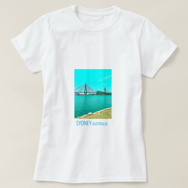 Sydney ANZAC Bridge-hamnscen T Shirt (Design framsida)