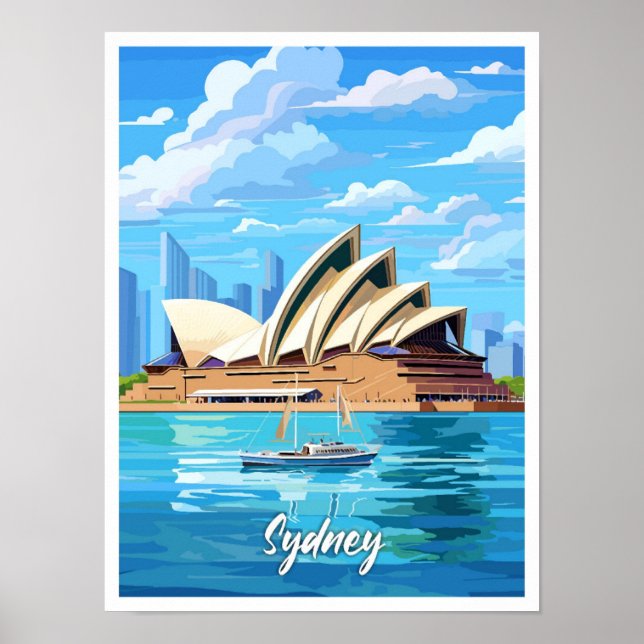 Sydney Australia Art Vintage resor Illustration Poster (Framsidan)